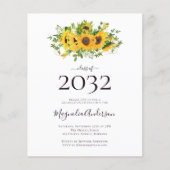 Budget Sunflower Graduation Party Invitation (Voorkant)
