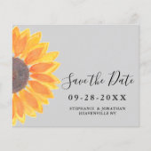 Budget Sunflower Grey Wedding Save the Date Kaart (Voorkant)