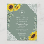 Budget Sunflower Groene Kant Première Communie (Voorkant)