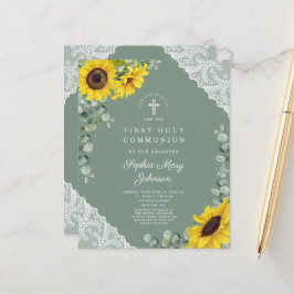 Budget Sunflower Groene Kant Première Communie