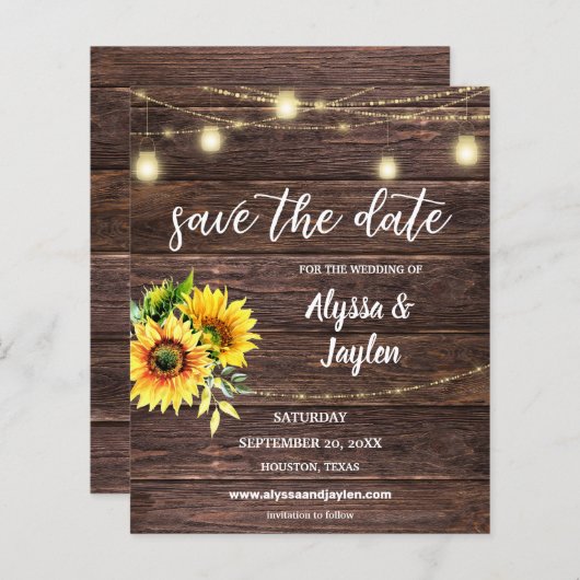 Budget Sunflower, Hout & Licht sparen de Datum (Voorkant / Achterkant)