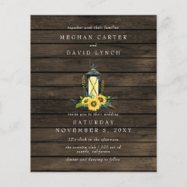 Budget Sunflower Lantern Wedding Invitation