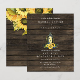 Budget Sunflower Lantern Wedding Invitation