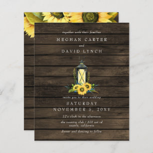 Budget Sunflower Lantern Wedding Invitation