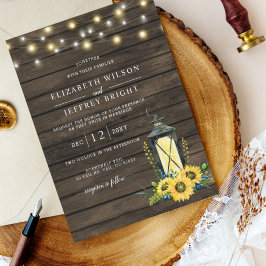 Budget Sunflower Lantern Wedding Invitation