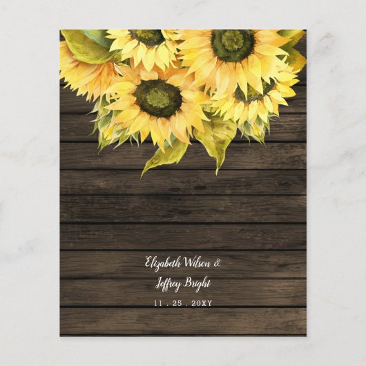 Budget Sunflower Lantern Wedding Invitation (Achterkant)