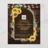 BUDGET Sunflower Lights Lace Wedding INVITE (Achterkant)