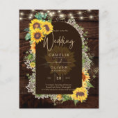 BUDGET Sunflower Lights Lace Wedding INVITE (Voorkant)
