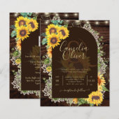 BUDGET Sunflower Lights Lace Wedding INVITE (Voorkant / Achterkant)
