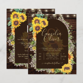BUDGET Sunflower Lights Lace Wedding INVITE