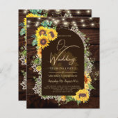 BUDGET Sunflower Lights Lace Wedding INVITE (Voorkant / Achterkant)