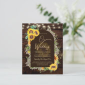 BUDGET Sunflower Lights Lace Wedding INVITE (Staand voorkant)