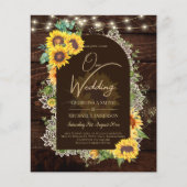 BUDGET Sunflower Lights Lace Wedding INVITE (Voorkant)
