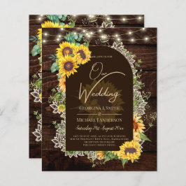 BUDGET Sunflower Lights Lace Wedding INVITE