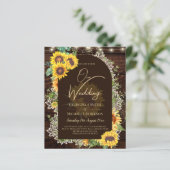 BUDGET Sunflower Lights Lace Wedding INVITE (Staand voorkant)