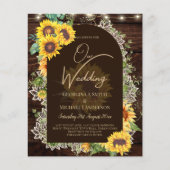BUDGET Sunflower Lights Lace Wedding INVITE (Voorkant)