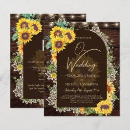 BUDGET Sunflower Lights Lace Wedding INVITE