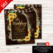 BUDGET Sunflower Lights Lace Wedding INVITE