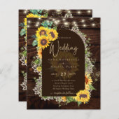 BUDGET Sunflower Lights Lace Wedding INVITE (Voorkant / Achterkant)