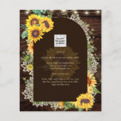 BUDGET Sunflower Lights Lace Wedding INVITE (Achterkant)