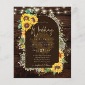 BUDGET Sunflower Lights Lace Wedding INVITE (Voorkant)