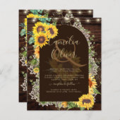 BUDGET Sunflower Lights Lace Wedding INVITE (Voorkant / Achterkant)