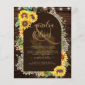 BUDGET Sunflower Lights Lace Wedding INVITE (Voorkant)