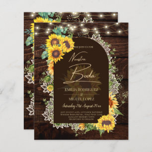 BUDGET Sunflower Lights Lace Wedding INVITE