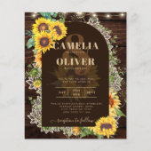 BUDGET Sunflower Lights Lace Wedding INVITE Flyer (Voorkant)