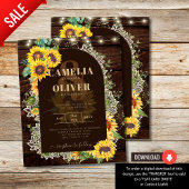BUDGET Sunflower Lights Lace Wedding INVITE Flyer