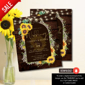 BUDGET Sunflower Lights Lace Wedding INVITE Flyer