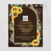 BUDGET Sunflower Lights Lace Wedding INVITE Flyer (Achterkant)