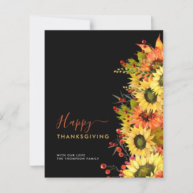Budget Sunflower Naam Zwarte Happy Thanksgiving (Voorkant)