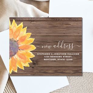Budget Sunflower New Address Barn Wood Kaart