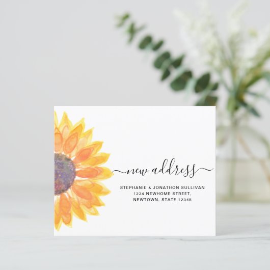 Budget Sunflower New Address Notice Kaart (Staand voorkant)
