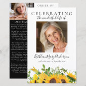 BUDGET Sunflower Photo Memorial Service Programme (Voorkant / Achterkant)