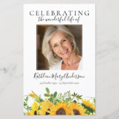 BUDGET Sunflower Photo Memorial Service Programme