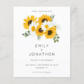 Budget Sunflower QR Code Yellow Save the Date (Voorkant)