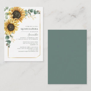 Budget Sunflower Quinceanera 15e verjaardag Uitnod Notitiekaartje