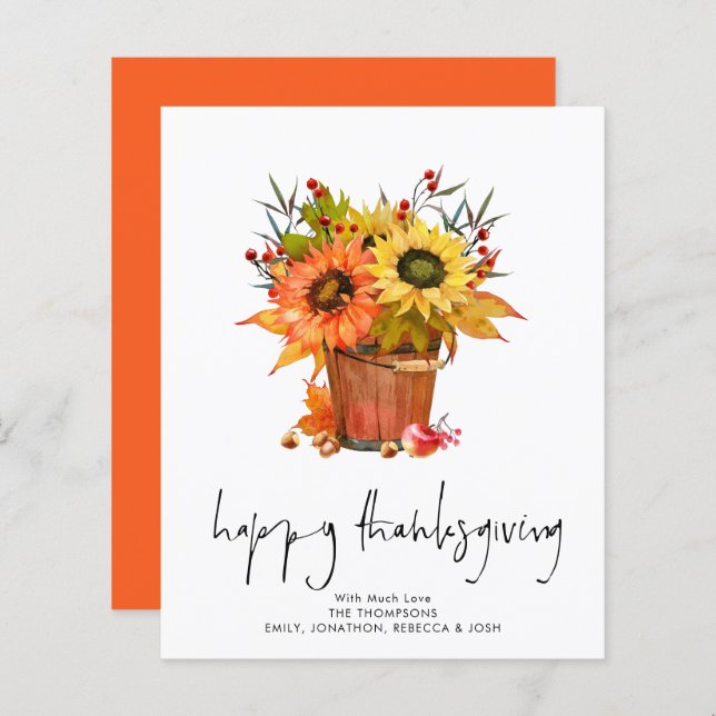 Budget Sunflower Red Berries Happy Thanksgiving (Voorkant / Achterkant)