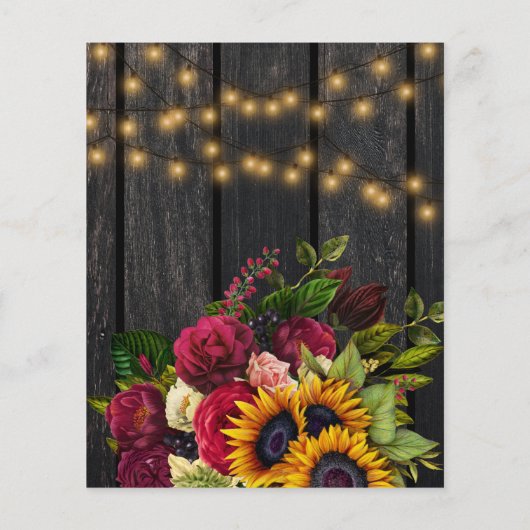 BUDGET Sunflower rozen rustige country wood bruilo (Achterkant)