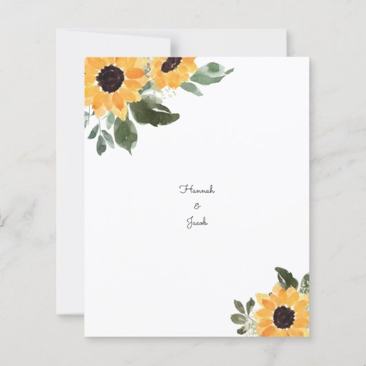 Budget Sunflower Rustic Country Wedding Invitation (Achterkant)