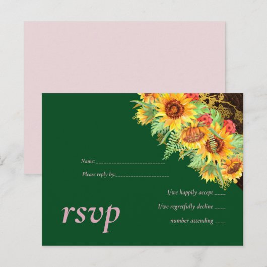 Budget Sunflower Rustic Wedding Uitnodiging Briefkaart (Voorkant / Achterkant)