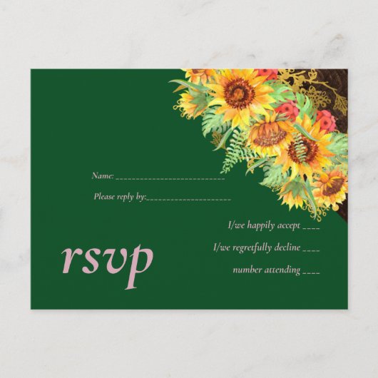Budget Sunflower Rustic Wedding Uitnodiging Briefkaart (Voorkant)