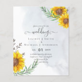 Budget Sunflower Rustic Woodland Garden Wedding Flyer (Voorkant)