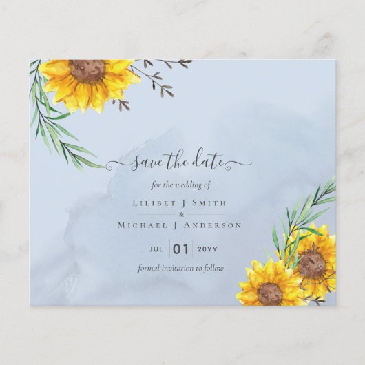 Budget Sunflower Rustic Woodland Garden Wedding Flyer (Voorkant)