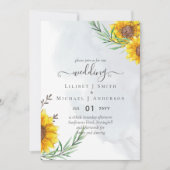 Budget Sunflower Rustic Woodland Garden Wedding Kaart (Voorkant)