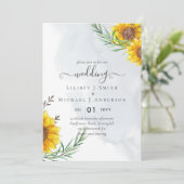 Budget Sunflower Rustic Woodland Garden Wedding Kaart (Staand voorkant)