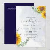 Budget Sunflower Rustic Woodland Garden Wedding Kaart (Voorkant / Achterkant)