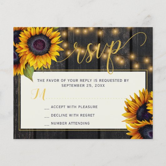 Budget sunflower rustige bruiloft rsvp card FLYER (Voorkant)